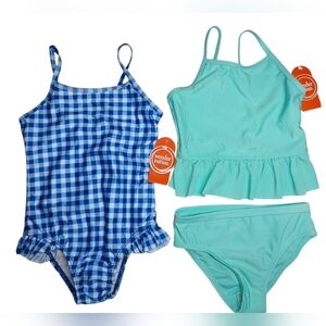 Wonder Nation Girls 4T Swimsuit Bundle | One-Piece & 2-Piece | NWT